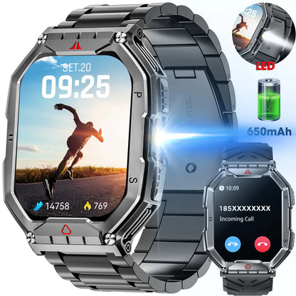 2026 Fashion 2.1 Inch AMOLED Smart Watch Men Bluetooth Call 107 Sports Mode GPS Trajectory Heart Rate Blood Pressure Oxygen Monitor 650mAh Long Standby Waterproof Fitness Tracker Smartwatch For Android IOS