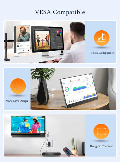UPERFECT UBase FHD 1080P Portable Monitor 15.6 Inch IPS HDMI USB C Monitors For Laptop MAC Switch Xbox Phone PC Compatible Computer Display