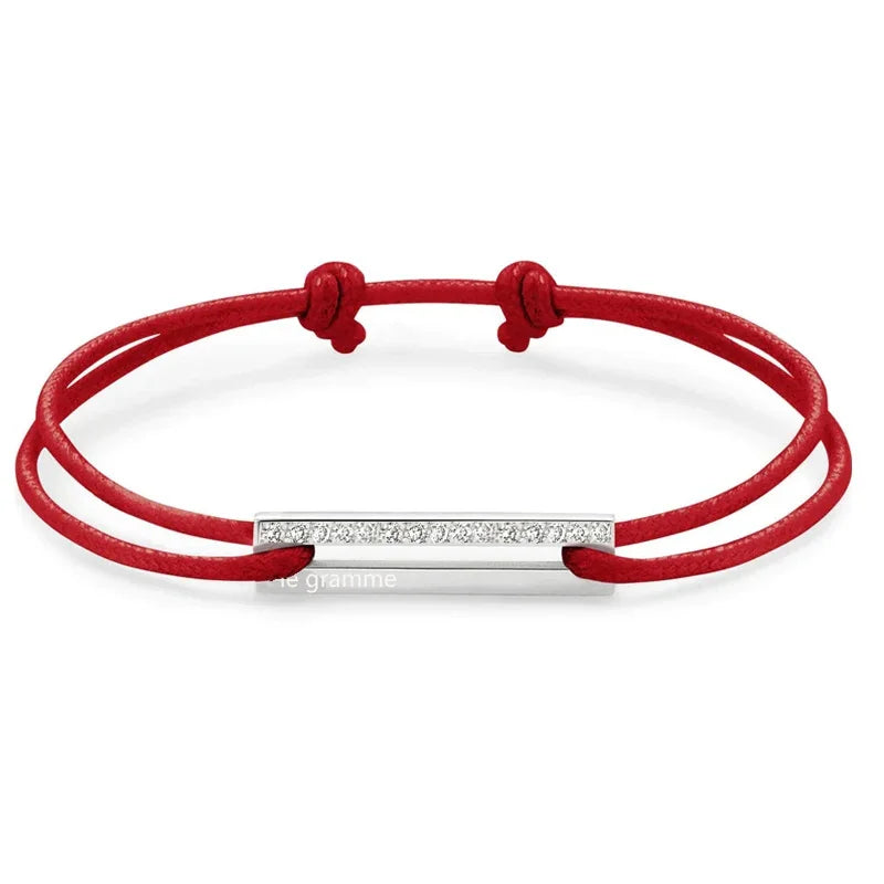 1.7g diamond-encrusted bracelet with adjustable braided cord  French luxury couple jewelry wholesale Daily wear