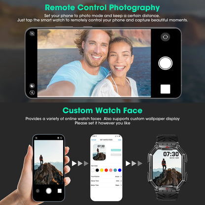 2026 Fashion 2.1 Inch AMOLED Smart Watch Men Bluetooth Call 107 Sports Mode GPS Trajectory Heart Rate Blood Pressure Oxygen Monitor 650mAh Long Standby Waterproof Fitness Tracker Smartwatch For Android IOS