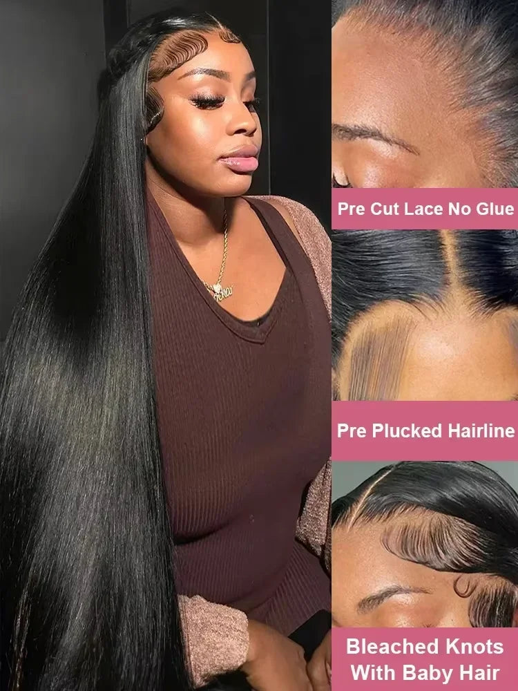 Bone Straight Wigs Human Hair 13x6 HD Lace Frontal Wig 30 32Inch Lace Front Wig 5x5 Closure Glueless Natural For Women