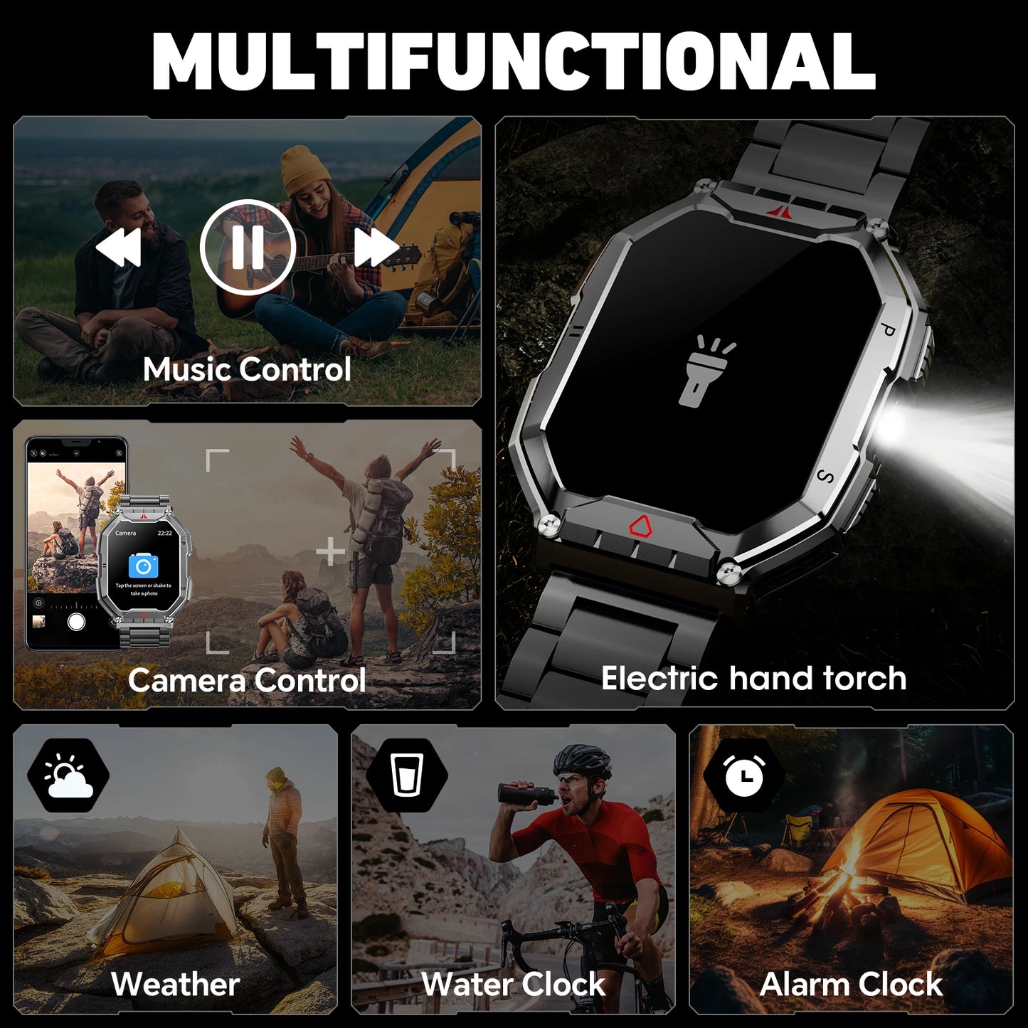 2026 Fashion 2.1 Inch AMOLED Smart Watch Men Bluetooth Call 107 Sports Mode GPS Trajectory Heart Rate Blood Pressure Oxygen Monitor 650mAh Long Standby Waterproof Fitness Tracker Smartwatch For Android IOS