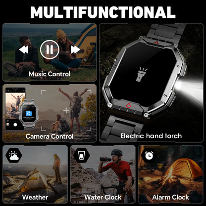 2026 Fashion 2.1 Inch AMOLED Smart Watch Men Bluetooth Call 107 Sports Mode GPS Trajectory Heart Rate Blood Pressure Oxygen Monitor 650mAh Long Standby Waterproof Fitness Tracker Smartwatch For Android IOS