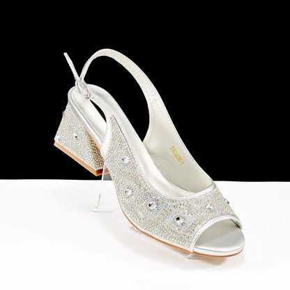 Queena Yan Square Heel Shoes! Hand-held Three-Dimensional Bag and Shoes Set From the Same Series/Open Toe Shoes and Evening Bag