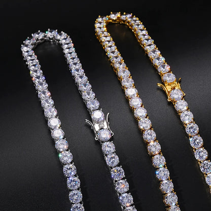 8mm-10mm High-Quality VVS1 Moissanite Tennis Necklace S925 Sterling Silver Necklaces For Men Women Pass Diamonds Test Iced Out