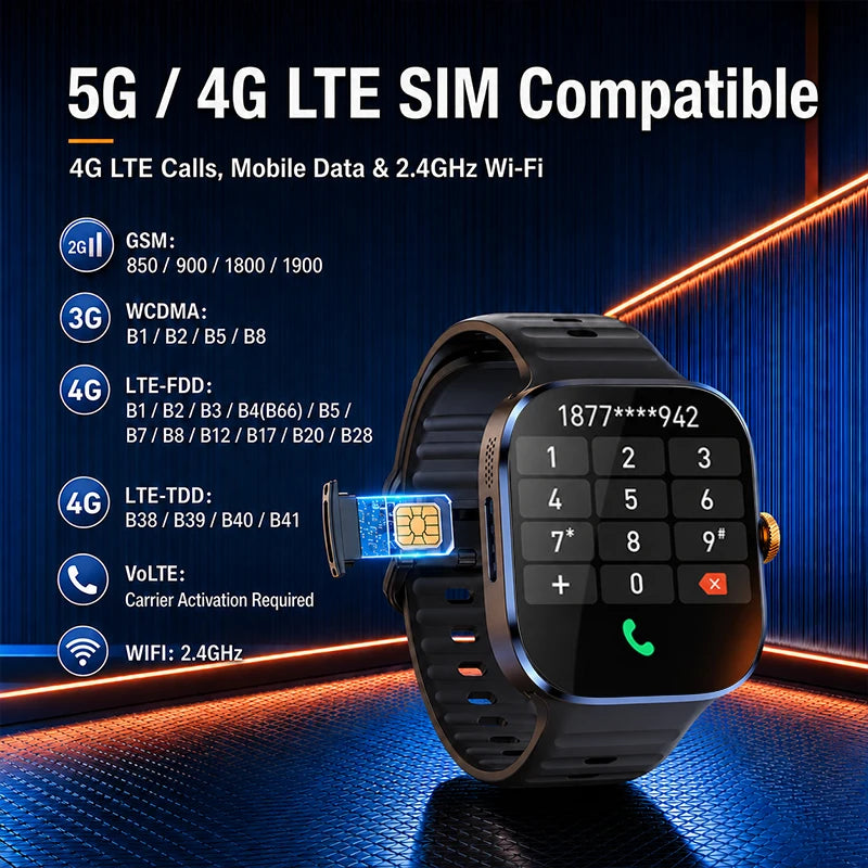 M99 Smartwatch 5G With 2.4inch Amoled Screen 900W Rotating Camera WIFI GPS Position Compass NFC Bluetooth Smart Watch Men Women