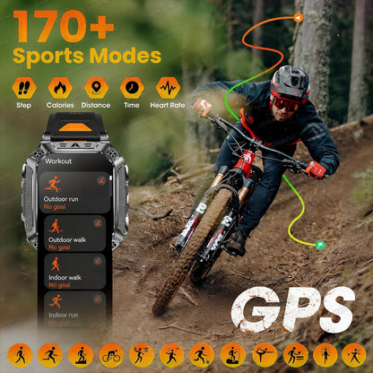 2026 New Outdoor GPS Smart Watch 1400mAh High Capacity Battery 2.01" Sapphire Screen 10ATM Waterproof Dual-color Lamp Smartwatch