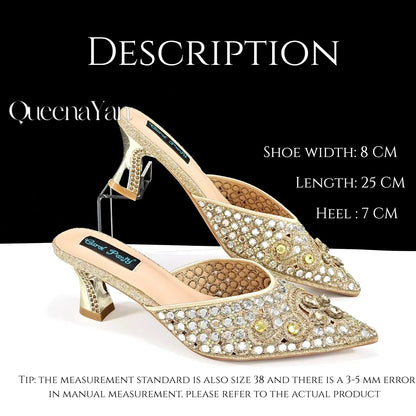 QUEENA YAN Luxury Pink Rhinestone Party Shoes and Clutch for Women- Elegant Crystal Heels with Matching Evening Bag