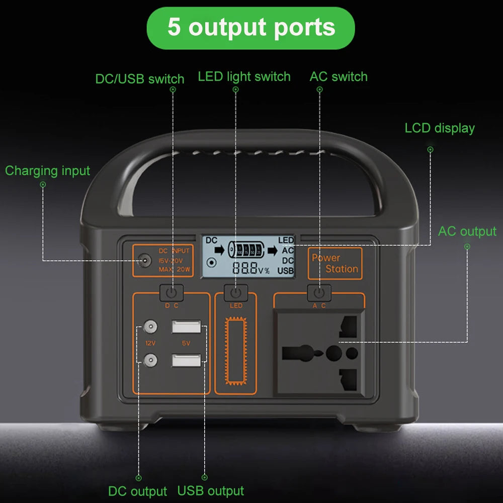 Gaiaray 100W Portable Power Station Solar Generator AC 220V 110V Emergency Power Plant LiFePO4 Charging Station 15W Solar Panel