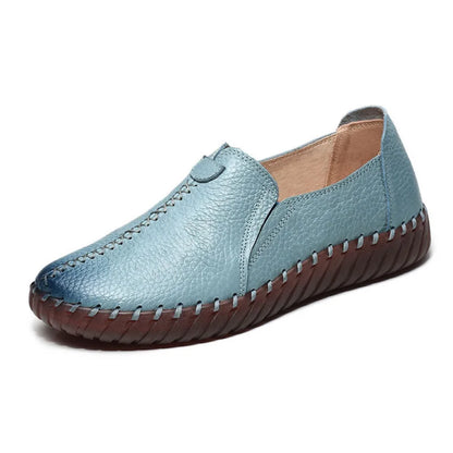 Genuine Leather Ballet Flats Shoes Women Vintage Luxury High Quality Loafers Women's Moccasins Casual Elegant Ladies Wide Shoes