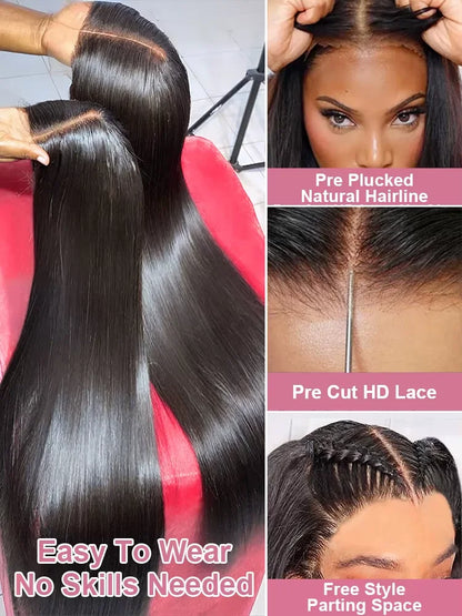 Bone Straight Wigs Human Hair 13x6 HD Lace Frontal Wig 30 32Inch Lace Front Wig 5x5 Closure Glueless Natural For Women