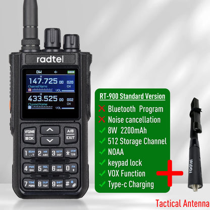 Radtel RT-900 8W Full Band Ham Radio Walkie Talkie 512CH Air Band Two Way Radio Station Aviation Noaa Police Marine River PTT