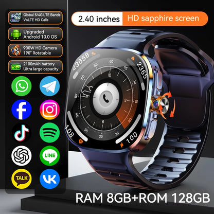 M99 Smartwatch 5G With 2.4inch Amoled Screen 900W Rotating Camera WIFI GPS Position Compass NFC Bluetooth Smart Watch Men Women