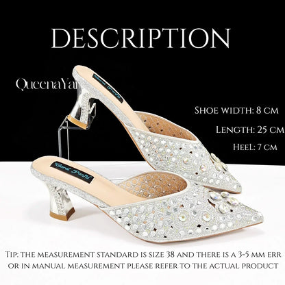 QUEENA YAN Luxury Pink Rhinestone Party Shoes and Clutch for Women- Elegant Crystal Heels with Matching Evening Bag