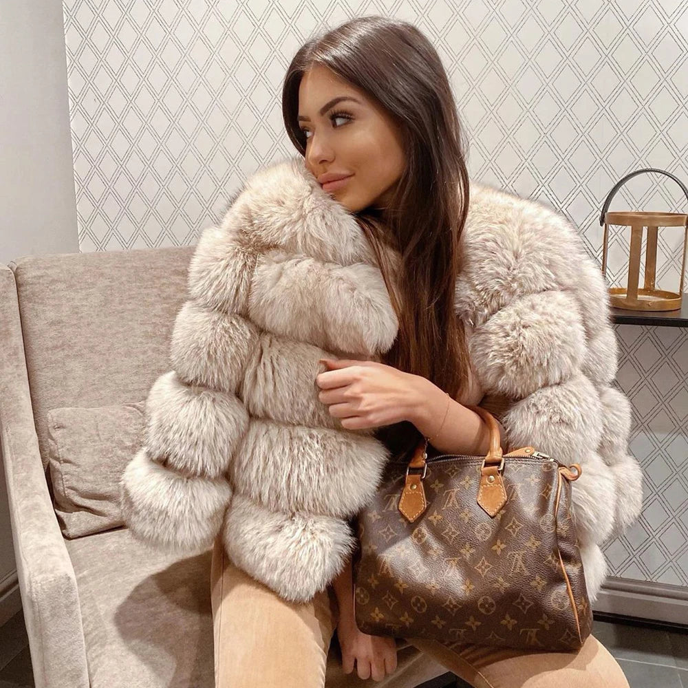 Women's Fur Coat Fox Fur Jackets for Women Clothing Natural Real Fox Fur Jacket Coats for Women Fur Jacket in Promotion