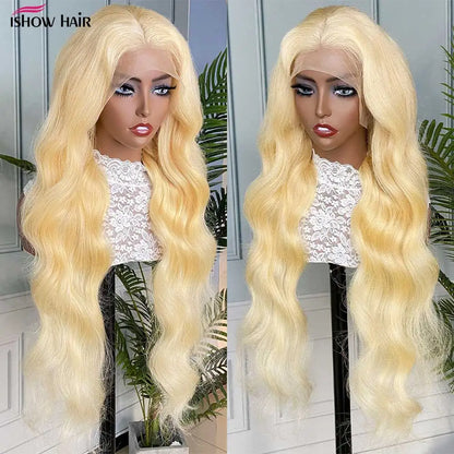 Ishow 613 Full Lace Human Hair Wig Body Wave Blonde Lace Front Wig Brazilian Human Hair 30 inch 13x4 Lace Frontal Wig For Woman