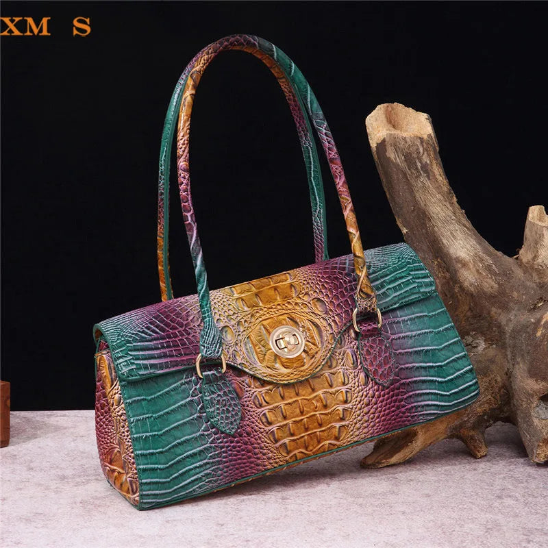 XMESSUN New Crocodile Pattern Handbag Bags for Women 2026 Fashion Designer Luxury Vintage Lady PU Leather Shoulder Crossbody Bag
