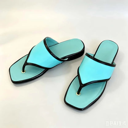 11C-2026 Luxury Women's Daily Commuting Y2K Pointed-Toe Flare Flat Cropped Sandals Sheepskin Upper With Leather Sole