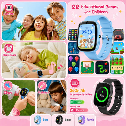 2026 Kids Smartwatch 1.83” HD Touch Screen Watch for Children with Camera Games Sleep Tracker, Alarm, Calculator – Birthday Gift