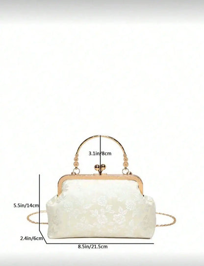 Fashion Clip Top Handbag For Women, Elegant Tote Bag For Party, Shopping, Random Pattern