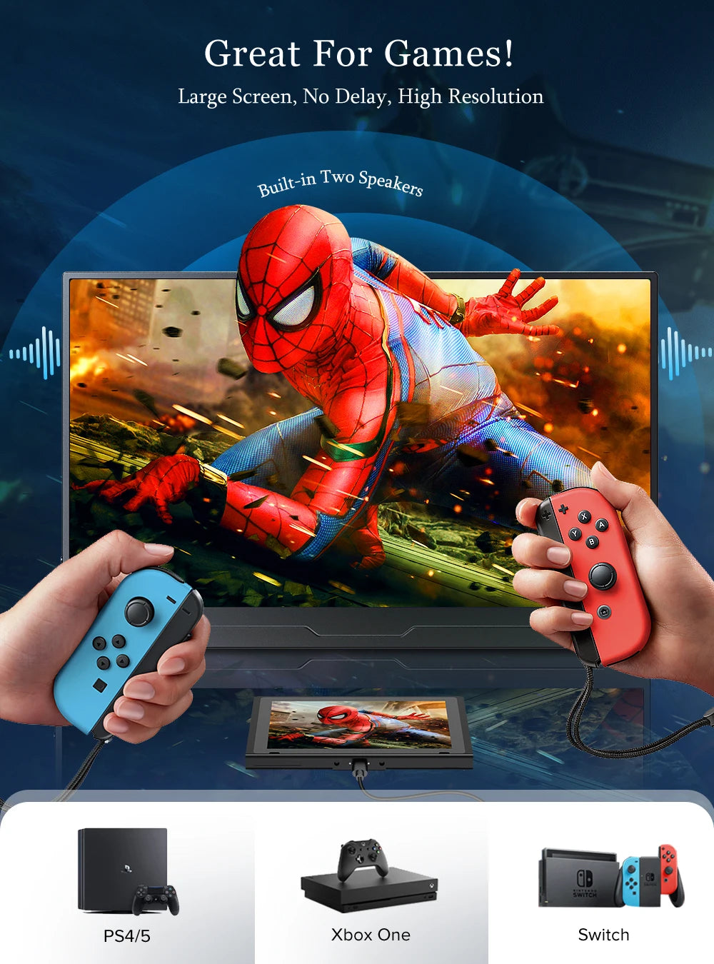 UPERFECT UBase FHD 1080P Portable Monitor 15.6 Inch IPS HDMI USB C Monitors For Laptop MAC Switch Xbox Phone PC Compatible Computer Display