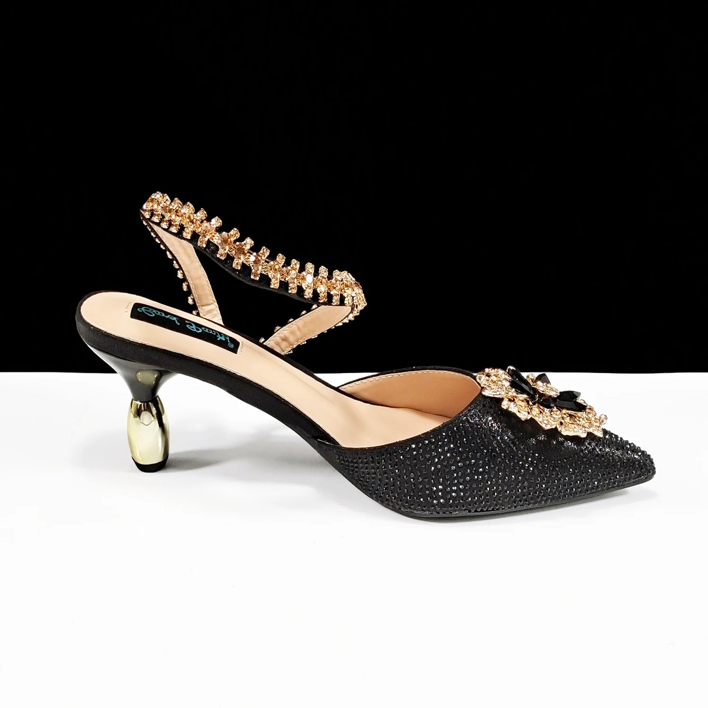Elegant Rhinestone-Embellished Heels And Gold Mini Bag Set for Night Outfits Women's Fashion Accessory Combo