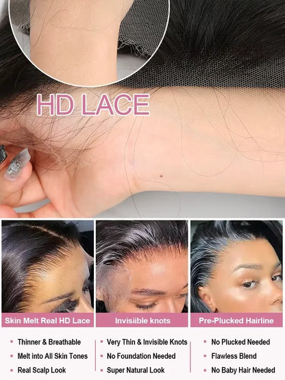 Bone Straight Wigs Human Hair 13x6 HD Lace Frontal Wig 30 32Inch Lace Front Wig 5x5 Closure Glueless Natural For Women