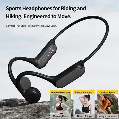 2026 Upgraded Open Ear Headphones, Wireless Sports Earphones with Mic, Long Battery Life for Running, Fitness & Cycling - Black