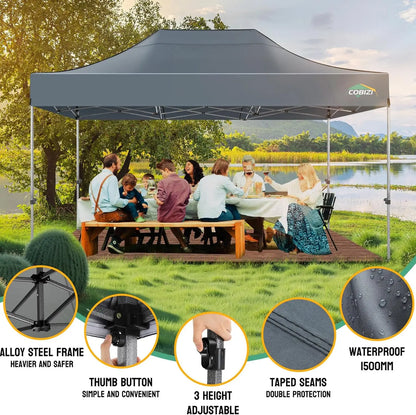10x15 Pop up Canopy Tent Heavy Duty Gazebo with 4 Sidewalls,UPF 50+ All Weather Waterproof Commercial Outdoor Wedding Party Tent