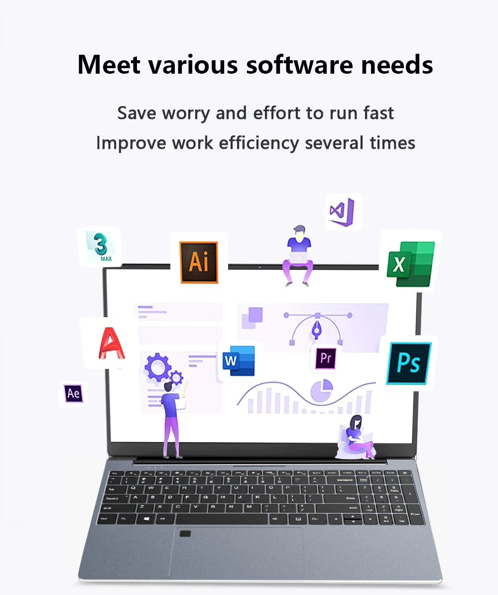 2026 15.6" Windows 11 Pro Laptop Computer Intel Core i9 10980HK 16GB 1TB Laptops Office Computer Fingerprint Unlock Notebook PC