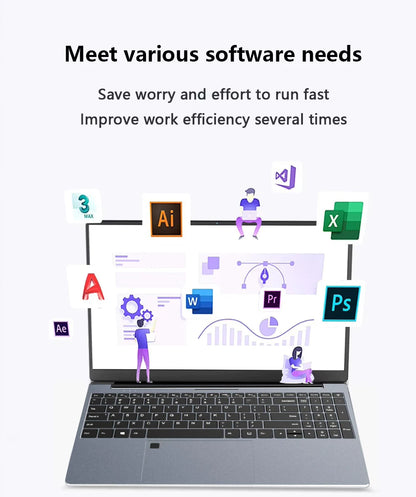 2026 15.6" Windows 11 Pro Laptop Computer Intel Core i9 10980HK 16GB 1TB Laptops Office Computer Fingerprint Unlock Notebook PC