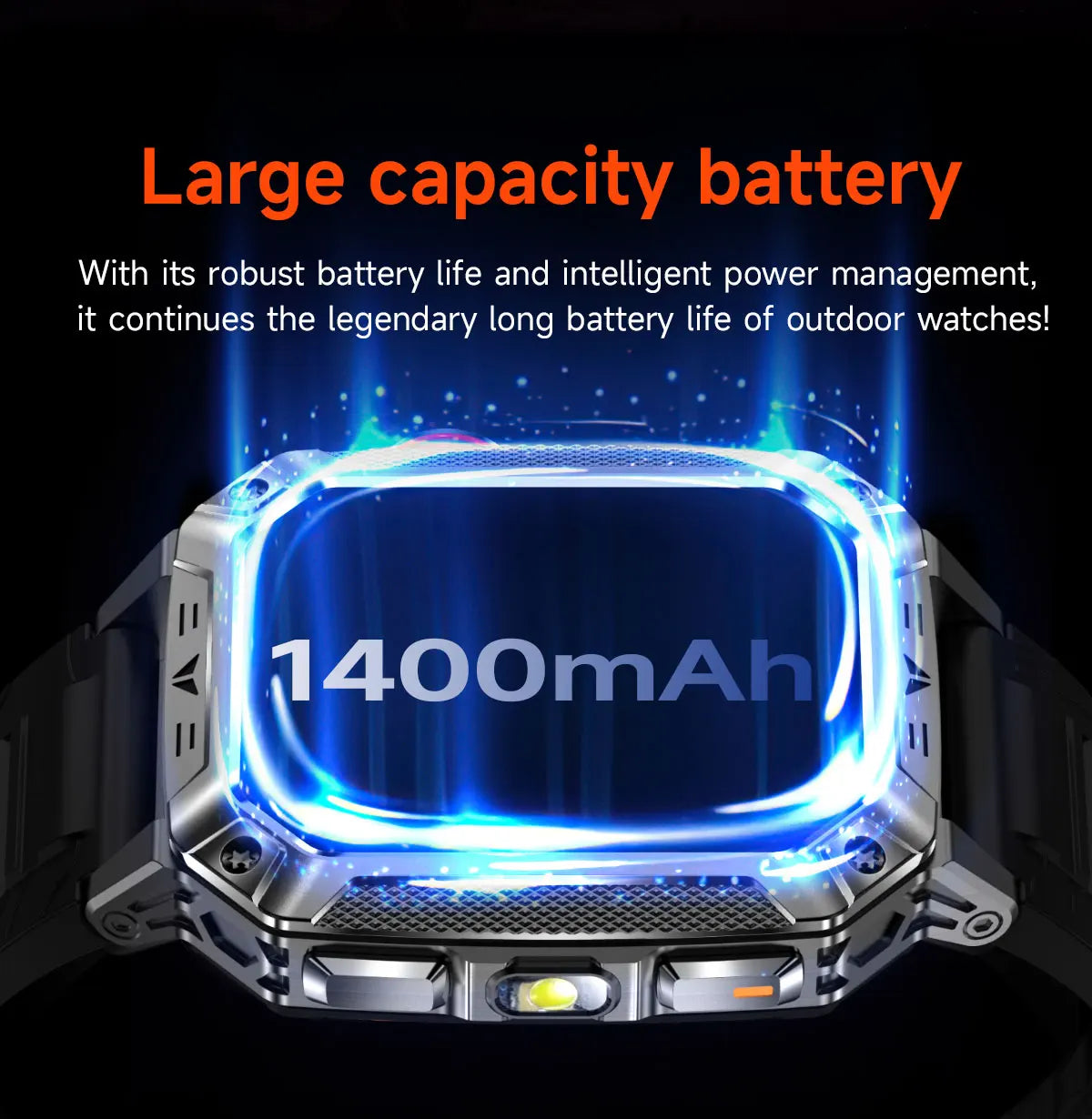 2026 New Military Grade 1400mAh Sports Smart Watch 10ATM Waterproof Flashlight Heart Rate Bluetooth Call Outdoor Smartwatch Men