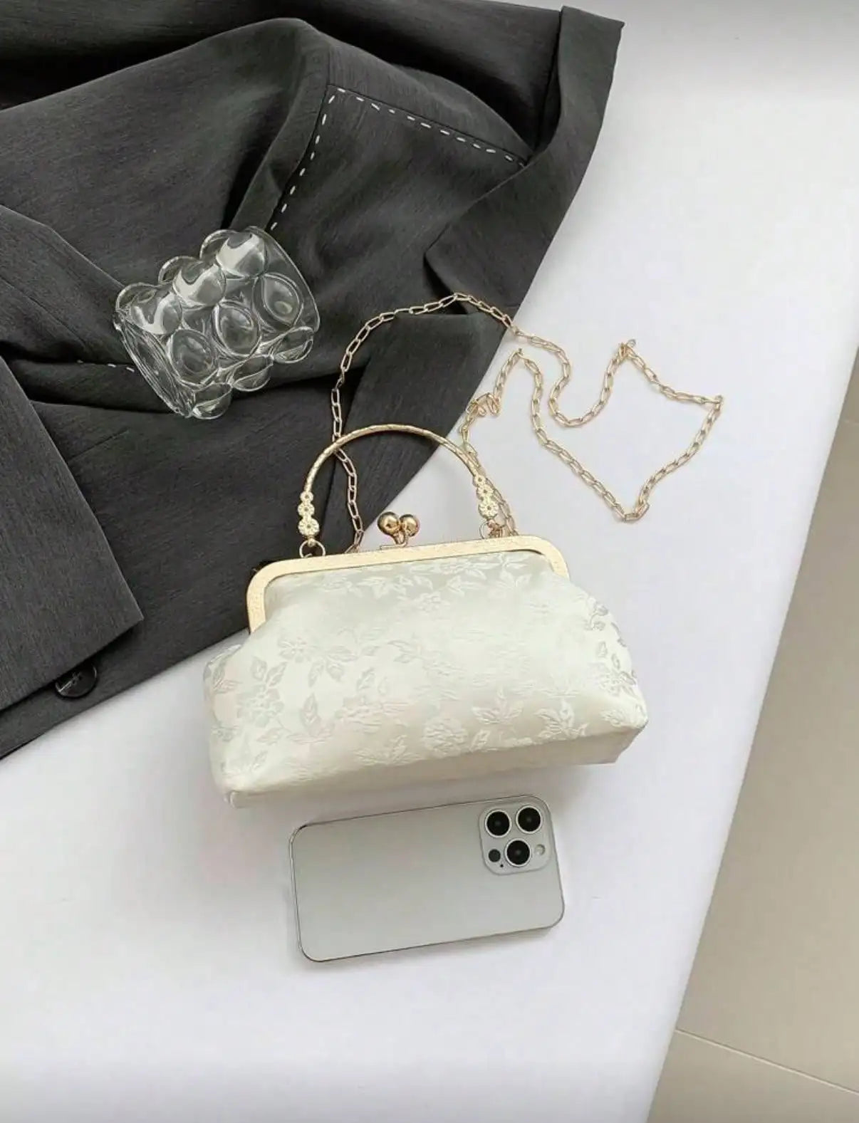Fashion Clip Top Handbag For Women, Elegant Tote Bag For Party, Shopping, Random Pattern