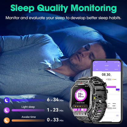 2026 Fashion 2.1 Inch AMOLED Smart Watch Men Bluetooth Call 107 Sports Mode GPS Trajectory Heart Rate Blood Pressure Oxygen Monitor 650mAh Long Standby Waterproof Fitness Tracker Smartwatch For Android IOS