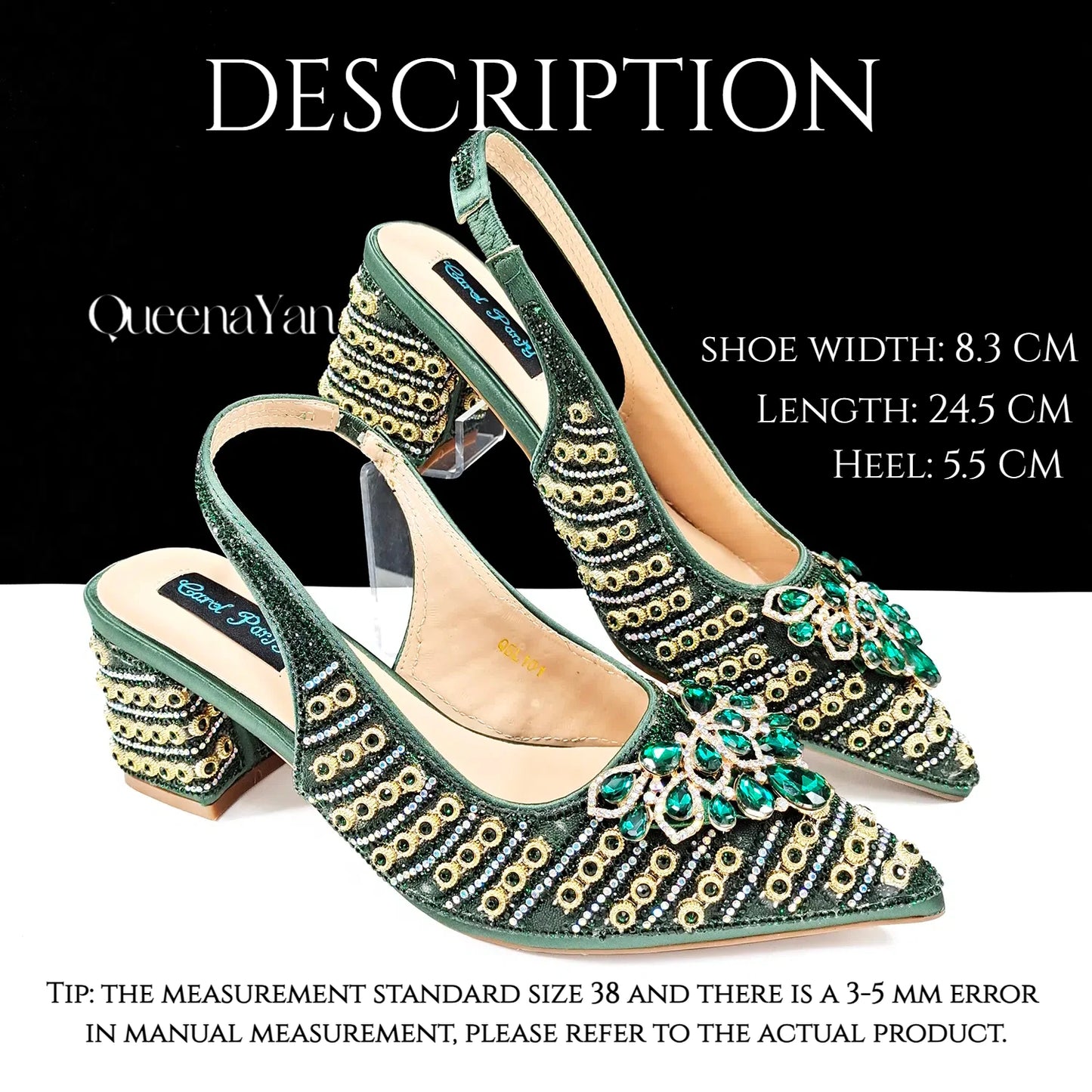 QUEENA Yan  Dazzling Dreams: Full Rhinestone High Heels and Coordinated Bag for Timeless Style