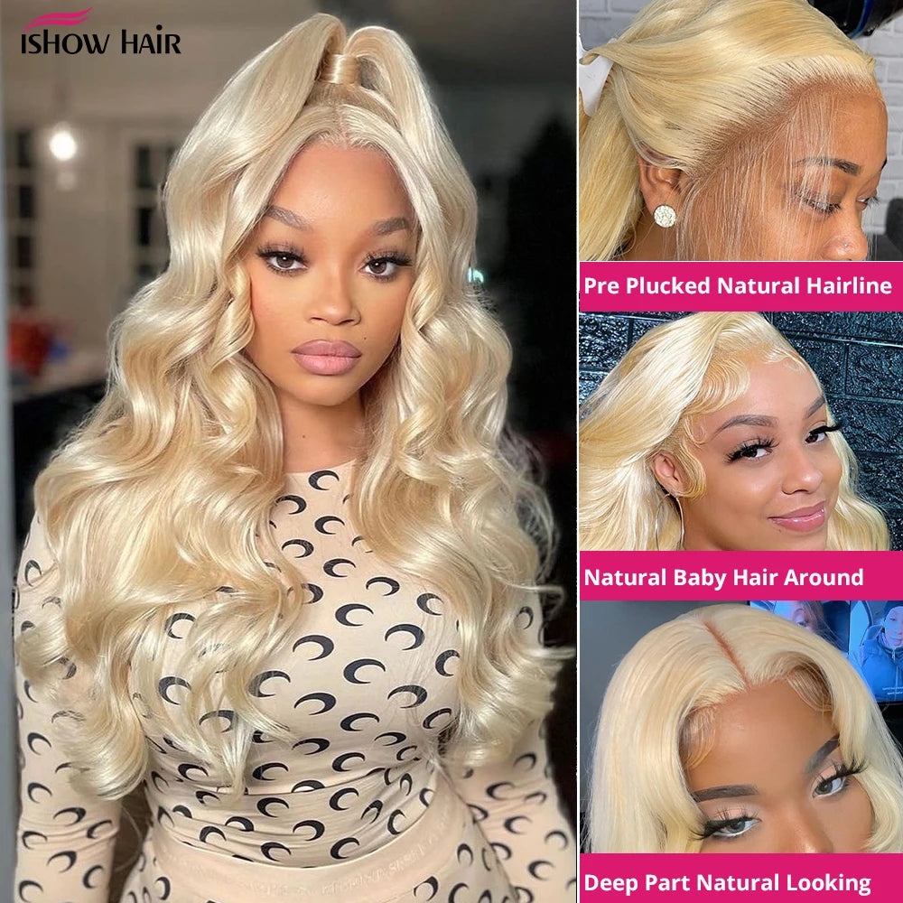 Ishow 613 Full Lace Human Hair Wig Body Wave Blonde Lace Front Wig Brazilian Human Hair 30 inch 13x4 Lace Frontal Wig For Woman
