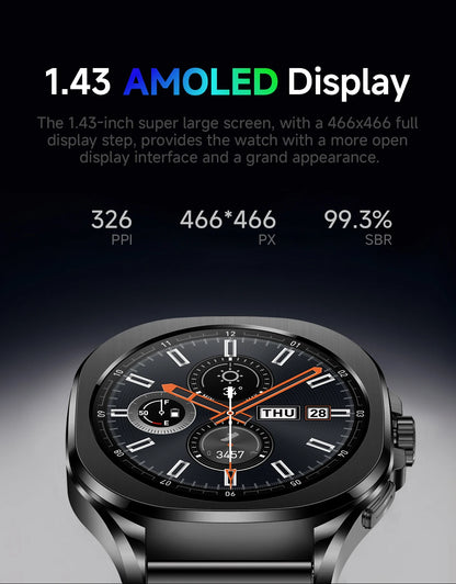 Aolon Cube Smart Watch 1.43" AMOLED Screen Bluetooth WhatsApp Call AGPS 1ATM  Heart Rate Monitor Outdoor Sport Fitness Tracker