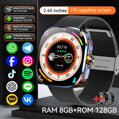 M99 Smartwatch 5G With 2.4inch Amoled Screen 900W Rotating Camera WIFI GPS Position Compass NFC Bluetooth Smart Watch Men Women