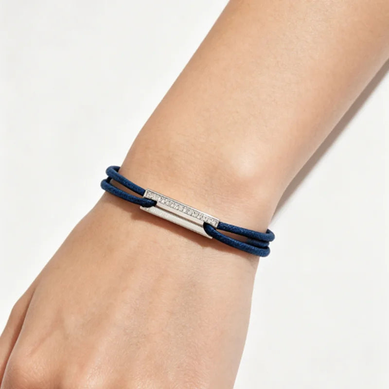 1.7g diamond-encrusted bracelet with adjustable braided cord  French luxury couple jewelry wholesale Daily wear