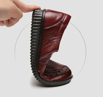 Genuine Leather Ballet Flats Shoes Women Vintage Luxury High Quality Loafers Women's Moccasins Casual Elegant Ladies Wide Shoes