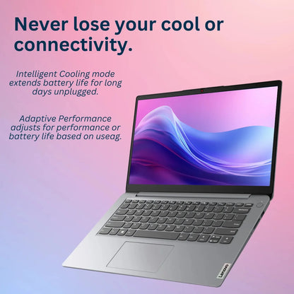 Lenovo 14" Business Laptop,Intel Celeron N4020,4GB RAM,384GB Storage(128GB eMMC+256GB SD Card),Cloud Grey,Windows 11 Home