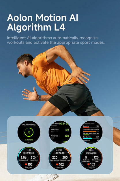 Aolon Cube Smart Watch 1.43" AMOLED Screen Bluetooth WhatsApp Call AGPS 1ATM  Heart Rate Monitor Outdoor Sport Fitness Tracker