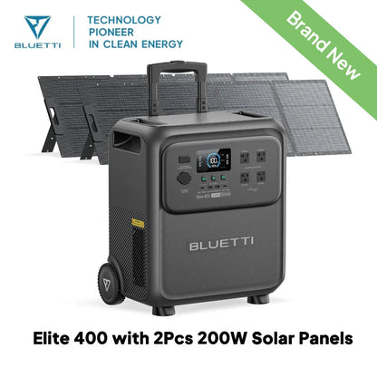 BLUETTI Elite 400 3840Wh Solar Generator with 200W/350W Solar Panels Kit High Capacity Portable Power Station for Home Backup