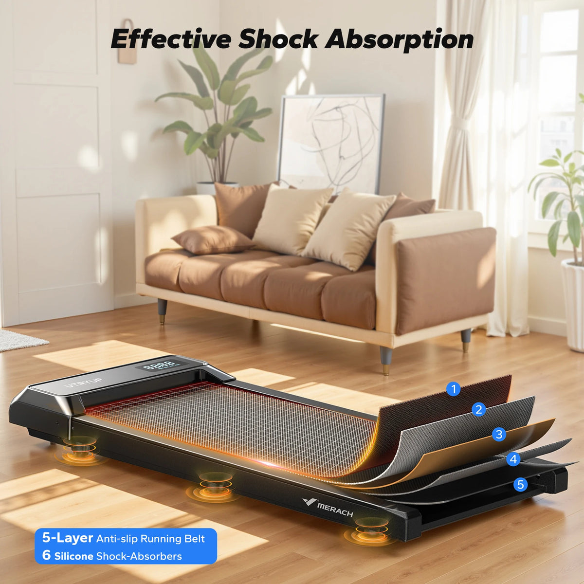 MERACH Mini Treadmill Under Desk 3-in-1 Walking Pad Capacity 120 kg Portable Walking Mat with Max 10km/h 40dB 2 in 1 Silent Portable Compact Treadmill with Remote Control 2-6KM/H with LED Display for Home and Office Small Spa