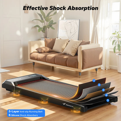 MERACH Mini Treadmill Under Desk 3-in-1 Walking Pad Capacity 120 kg Portable Walking Mat with Max 10km/h 40dB 2 in 1 Silent Portable Compact Treadmill with Remote Control 2-6KM/H with LED Display for Home and Office Small Spa
