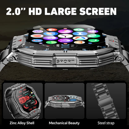 2026 Fashion 2.1 Inch AMOLED Smart Watch Men Bluetooth Call 107 Sports Mode GPS Trajectory Heart Rate Blood Pressure Oxygen Monitor 650mAh Long Standby Waterproof Fitness Tracker Smartwatch For Android IOS
