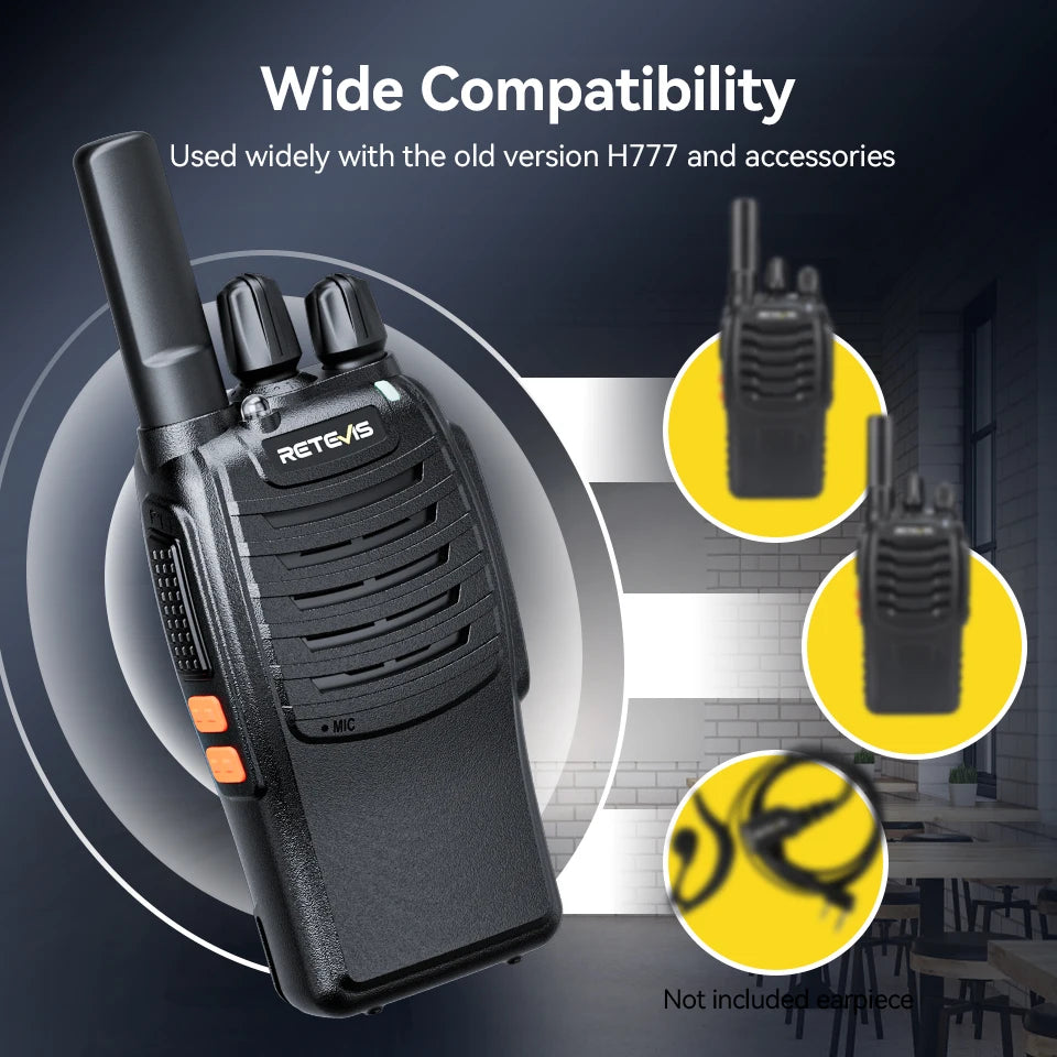 Retevis H777 2pcs Walkie Talkie Clear Sound Quality Portable Walkie Talkies Long Range Type-C Two Way Radio for Cycling Camping