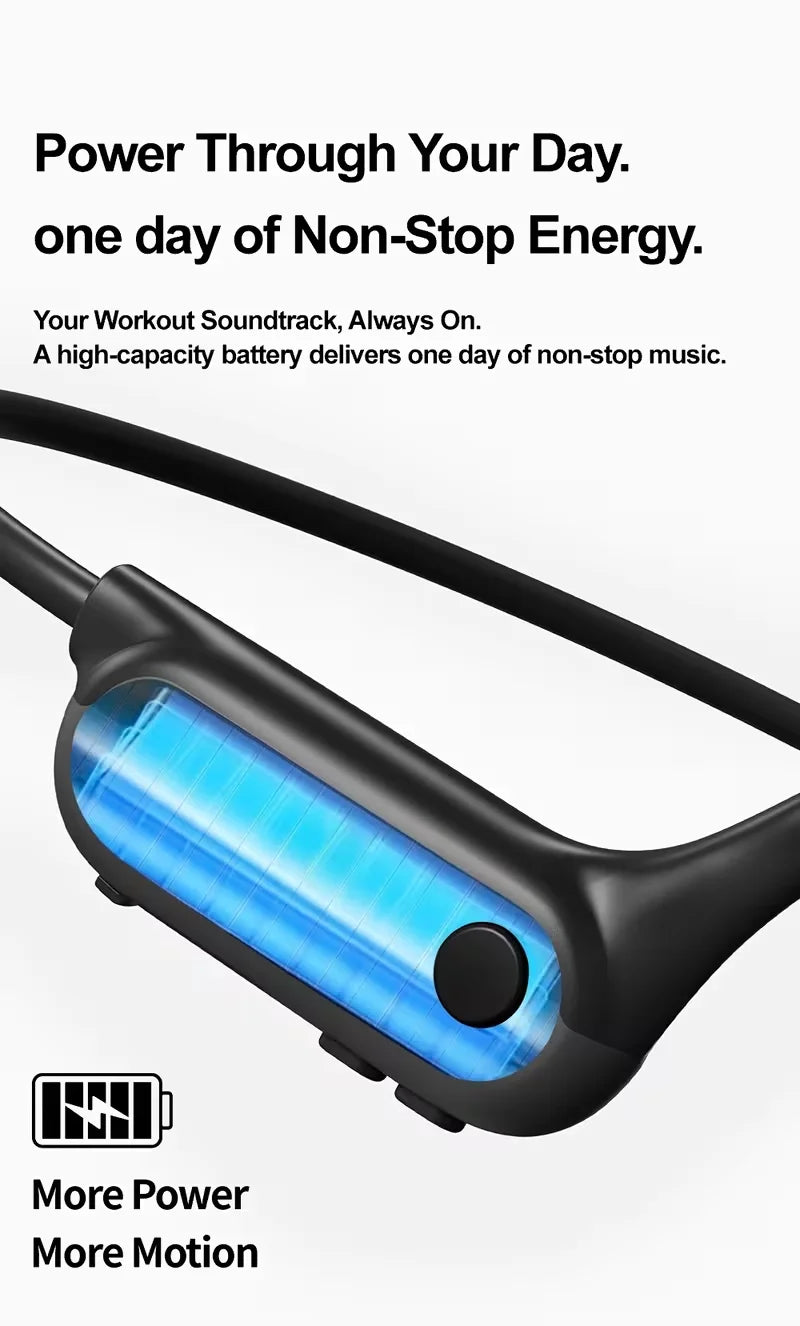 2026 Upgraded Open Ear Headphones, Wireless Sports Earphones with Mic, Long Battery Life for Running, Fitness & Cycling - Black