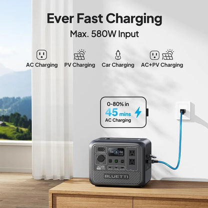 BLUETTI AC50B Portable Power Station | 700W 448Wh Solar Generator Lightweight for Outdoor Camping RV Travel Home Backup Emergenc