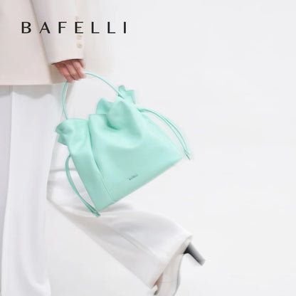 BAFELLI 2026 NEW WOMEN'S BAG LEATHER CASUAL BUCKET HANDBAGS FOR FEMALE TREND FASHION SHOPPER PURSE LUXURY BRAND SHOULDER